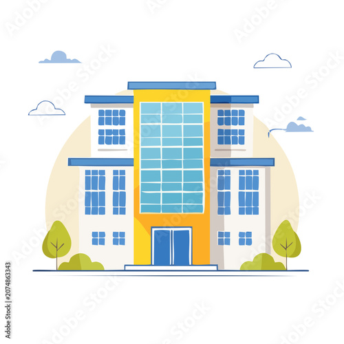 Modern apartment building flat vector illustration