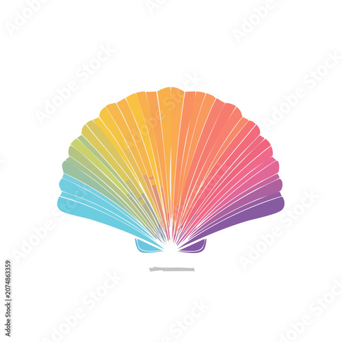 Rainbow Scallop Shell Vector Illustration