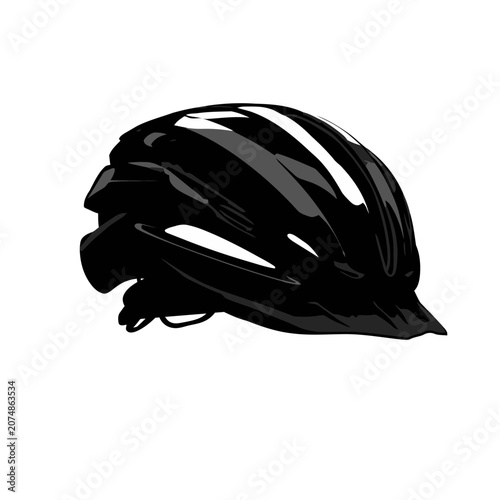 Black bicycle helmet side view vector illustration
