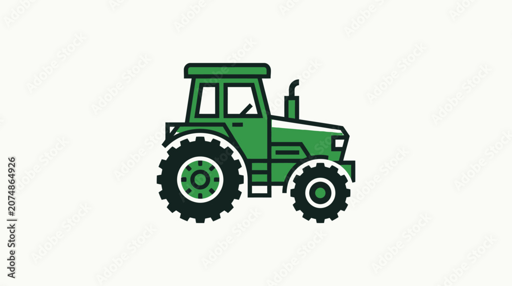 Naklejka premium A simple green tractor icon isolated on a plain white background