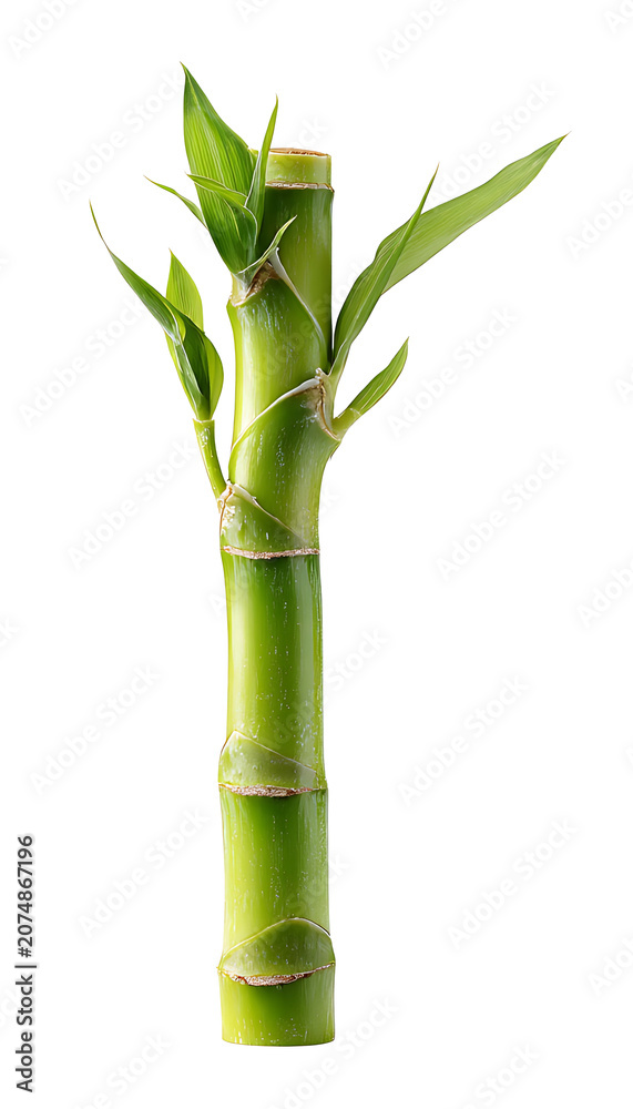 Fototapeta premium Bamboo plant with green leaves grows in natural environment outdoors