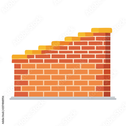 Flat illustration of a brick wall with steps