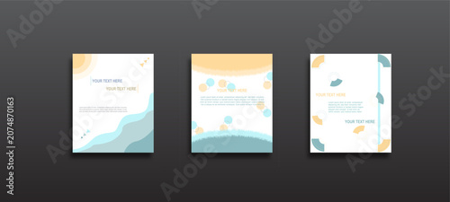 Modern abstract brochure cover template set with geometric shapes, soft pastel colors, and clean layout. Perfect for business presentations, corporate branding, reports, magazines, and marketing