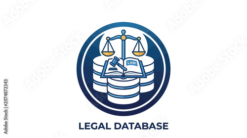 Scales represent a digital law database.