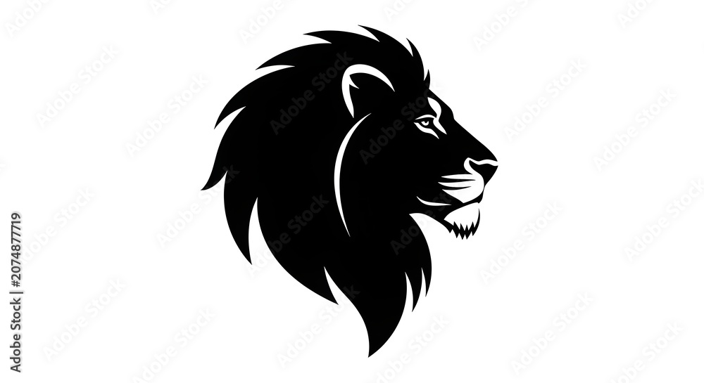 Fototapeta premium Majestic Lion Head Silhouette - Symbol of Strength and Royalty