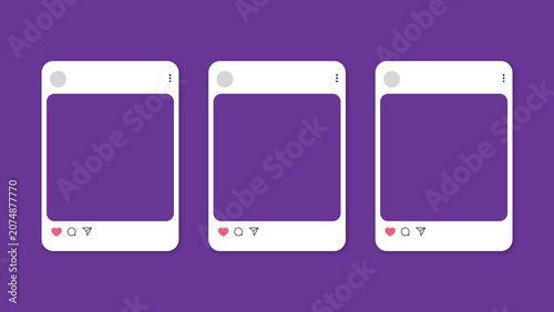 social media post templates. mockup social media. True Purple background. 3 post templates on True Purple background