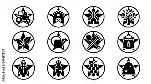 Eco friendly agriculture icons set.
