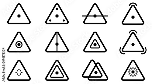 Triangle warning signs collection icons.