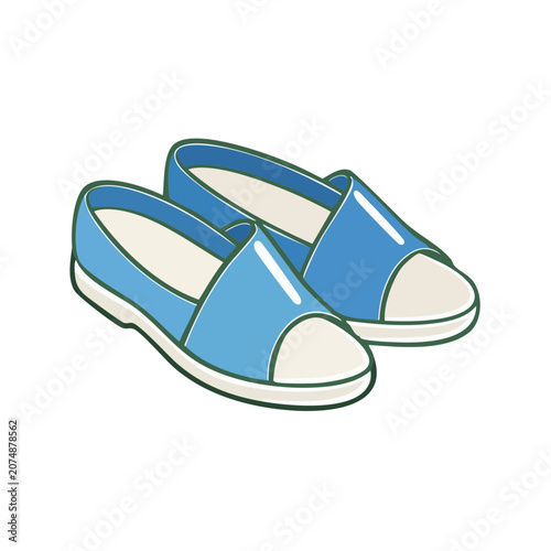 Flat illustration of blue slip-on shoes