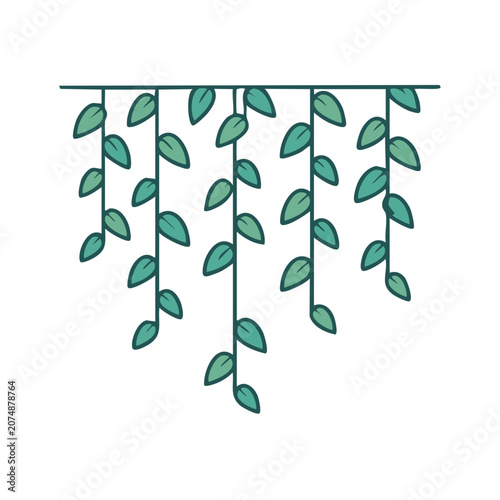 Hanging Green Leaves Vector Illustration