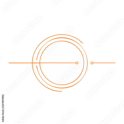Abstract orange circle with line and dots on white background