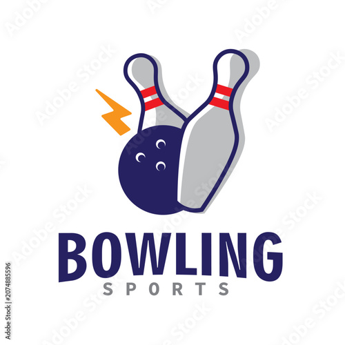Modern bowling sports colorful and minimalist vector illustration, colorful and minimalist bowling ball design for sports branding, event promotions