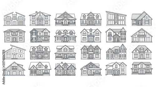 Bild auf Leinwand Collection of Diverse House Architectural Styles: Modern to Traditional Designs