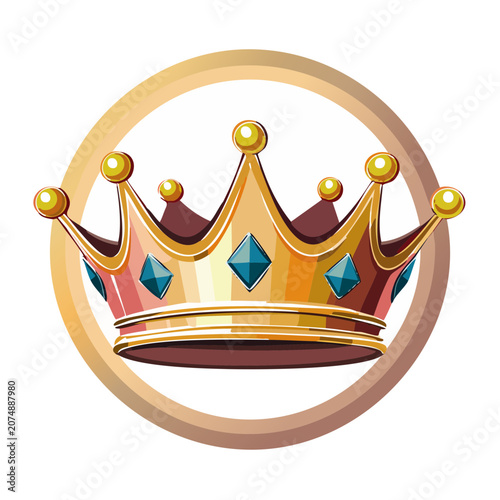 Golden Crown with Gems Vector Illustration