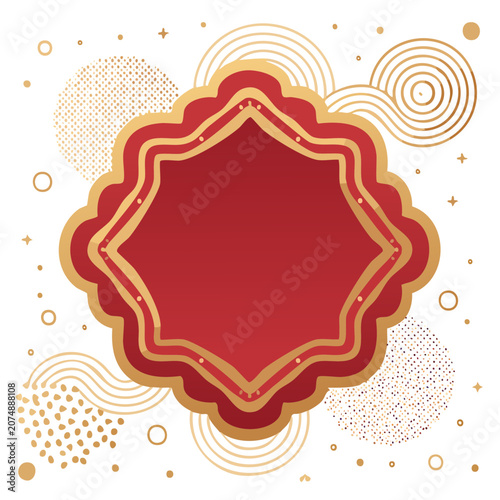 Red and Gold Ornate Frame Vector Illustration