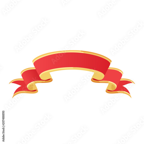 Red ribbon with gold border vector illustration