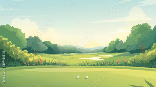 golf course landscape illustration background