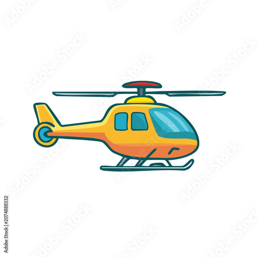 Yellow and orange helicopter flat vector illustration