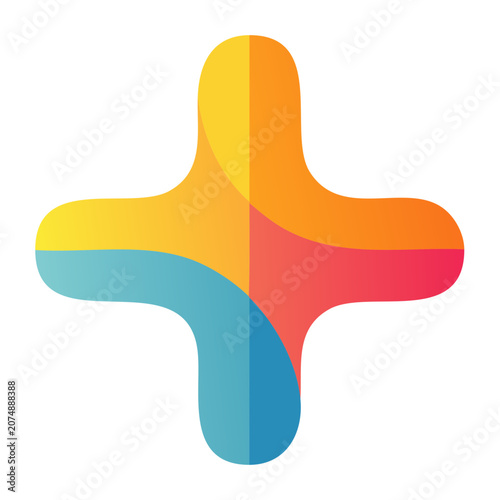 Abstract plus sign icon with gradient colors