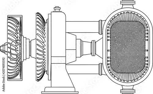 Technical line drawing of a complex industrial pump assembly.