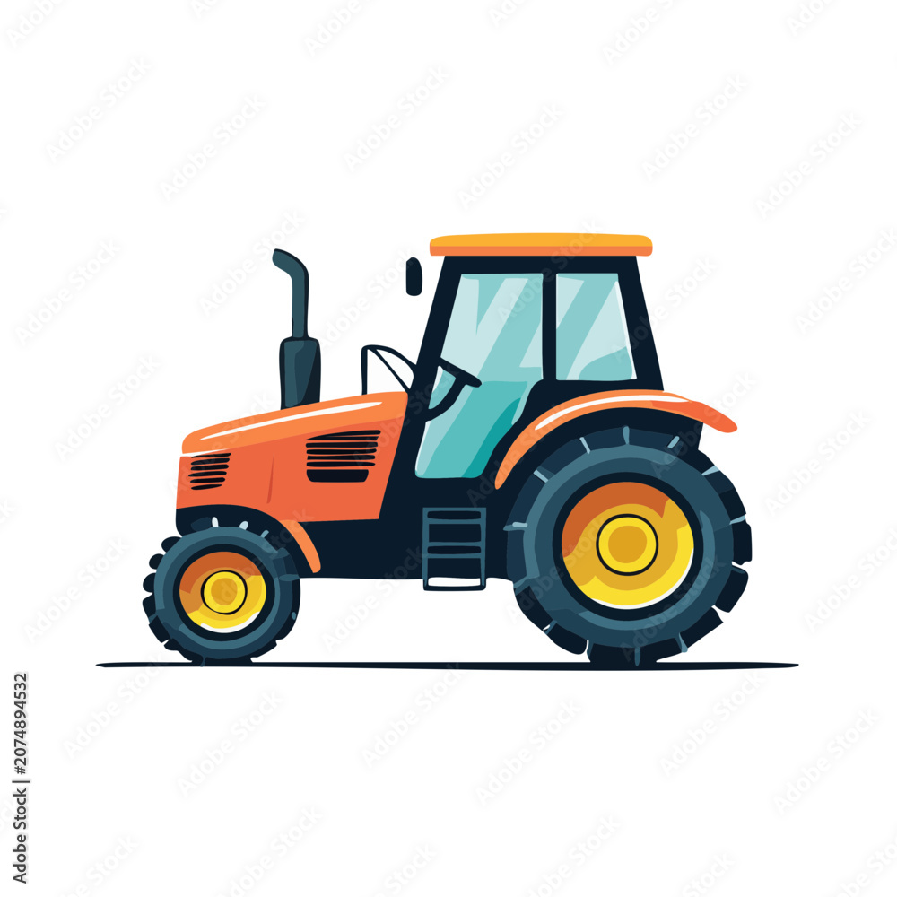 Obraz premium Orange and blue flat vector truck with crane