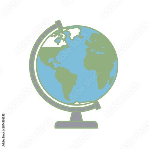 Flat illustration of a globe on a stand