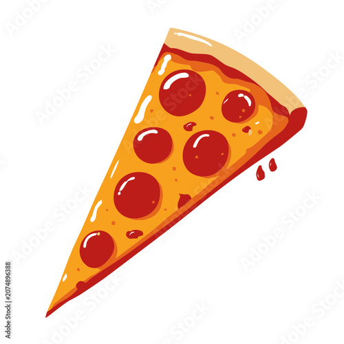 Flat illustration of a pepperoni pizza slice