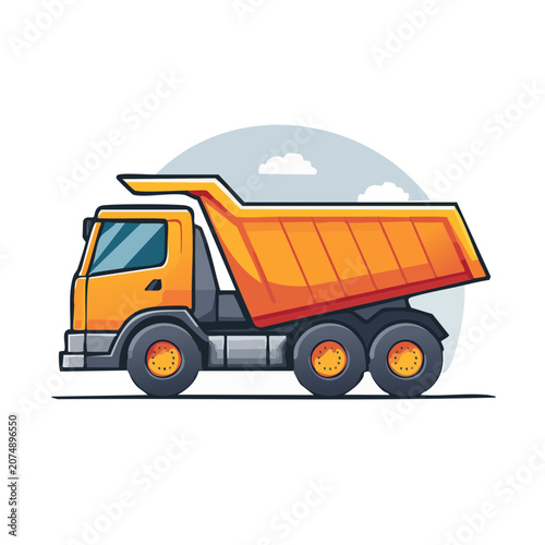 Flat vector illustration of orange delivery truck