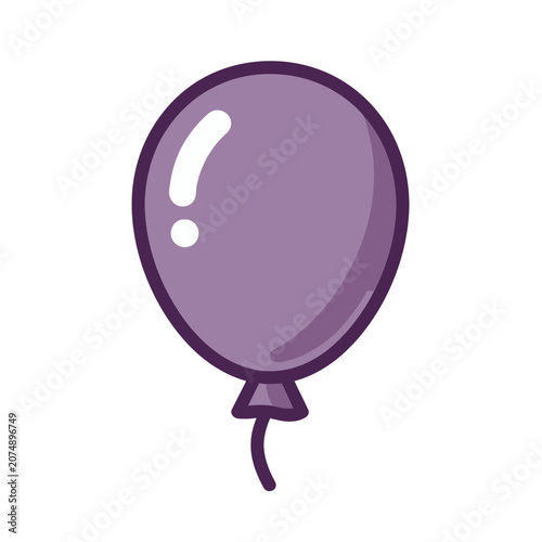 Purple balloon with string flat vector illustration