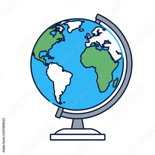 Flat illustration of a globe on a stand