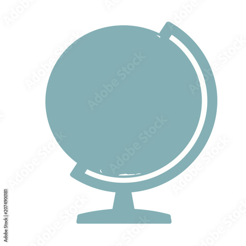 Flat teal globe icon on stand