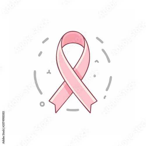 Pink awareness ribbon icon on transparent background