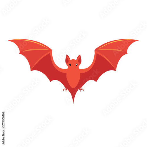 Red Bat Flat Vector Illustration