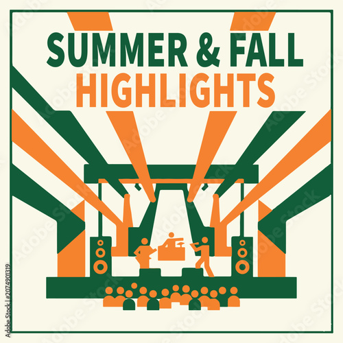 Tableau sur toile Summer & Fall highlights social media post, season calendar marketing banner, up