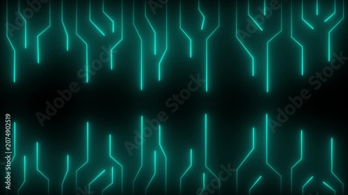Blue Futuristic Neon Circuit Lines Background – Glowing Digital Technology Network Animation
