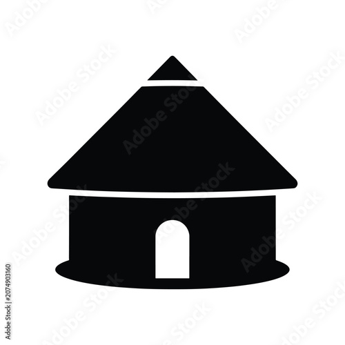 Traditional Trullo Italian House Solid Silhouette Icon Design Collection
