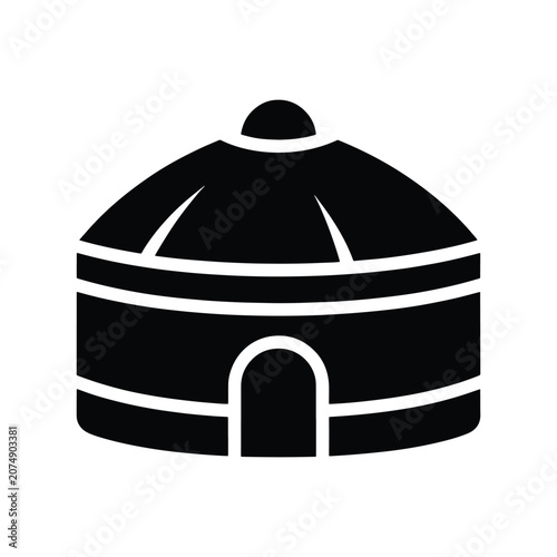 Yurt Traditional House Architecture Solid Silhouette Icon Design Collection