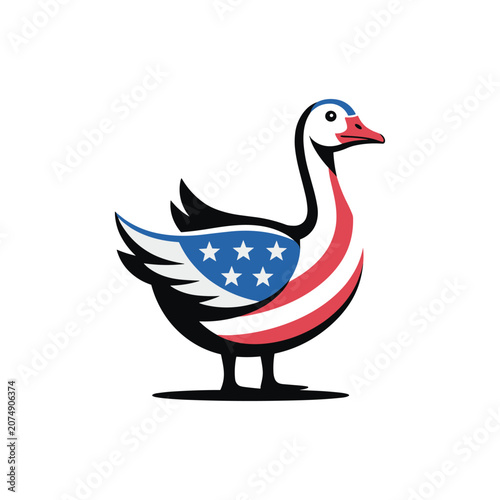 Fotografie Patriotic goose logo design with american flag pattern
