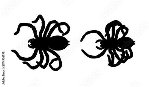 Foto Realistic fake black spider toy vector set isolated on white background with cop