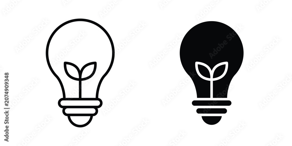 Naklejka premium Lightbulb with leaf icon