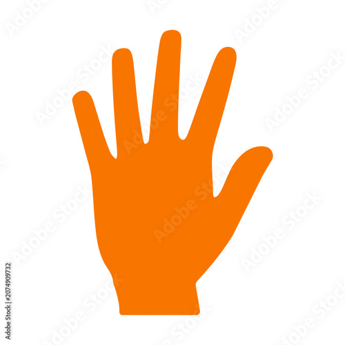 Orange flat hand icon with open palm