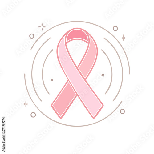 Pink awareness ribbon icon on transparent background