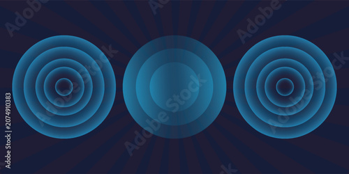Sound waves. Concentric circle signals. Spherical light effects. Wi-Fi coverage. Radio station signals. Water rippling with circular waves. A painful spot or point.