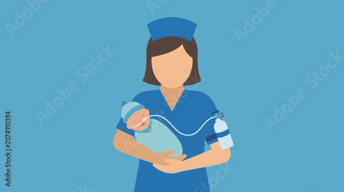 Cuadro en lienzo Nurse Holding Premature Infant with Oxygen Tube