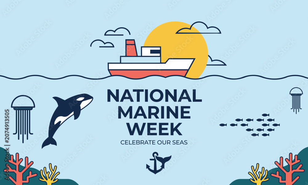 Naklejka premium National Marine Week Banner Design