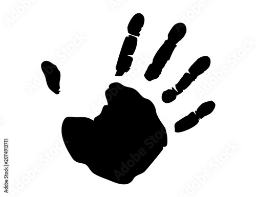 Black handprint isolated on transparent background for design and artistic use