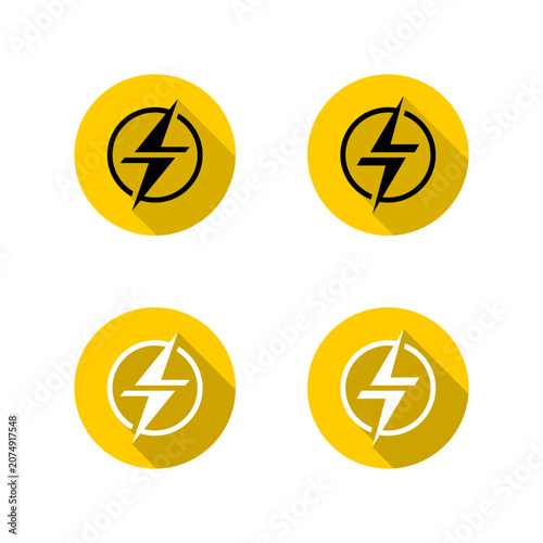 Fotografie Circular lightning bolt icon with long shadow
