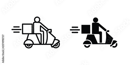 Delivery man riding motorcycle icon
