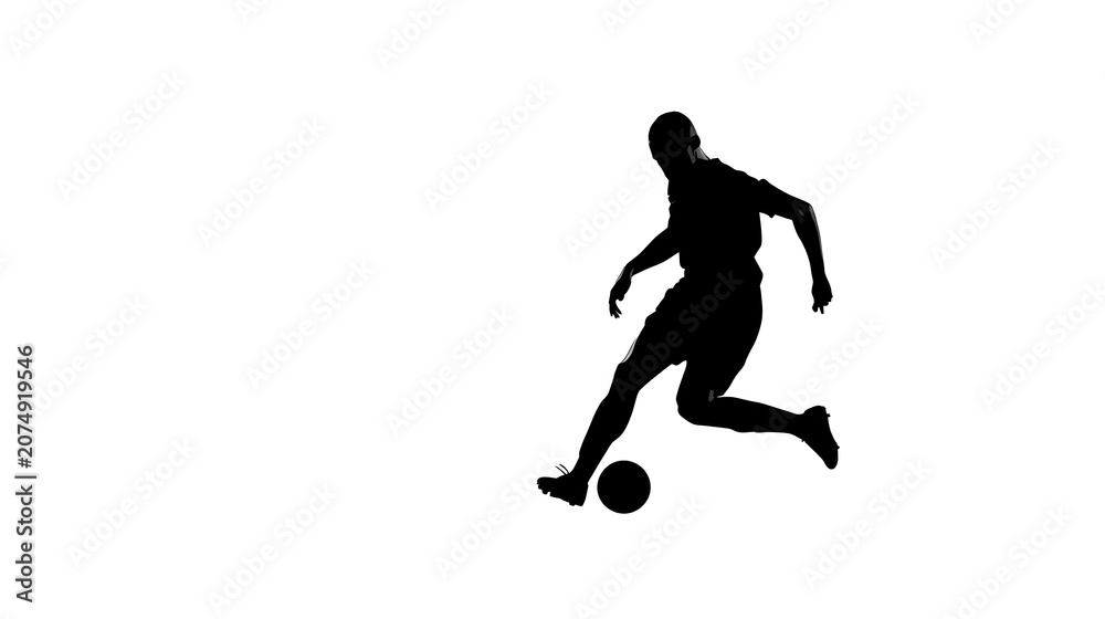 Fototapeta premium Silhouette of a soccer player in motion