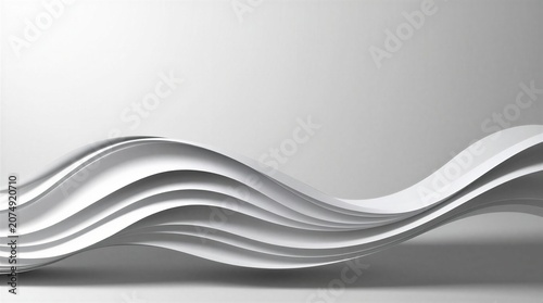 Luxury White Layered Paper Wave Background with Large Copy Space
